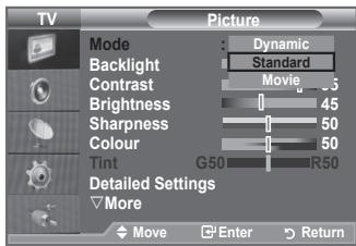 SAMSUNG LE32A553 - Changing the Picture Standard - 2