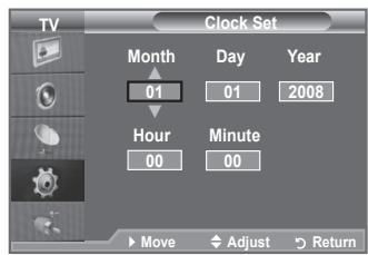 SAMSUNG LE32A553 - Setting and Displaying the Current Time - 2