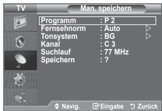 SAMSUNG LE32A553 - Bei der manuellen Senderspeicherung sind folgende Optionen verfügbar: - 2