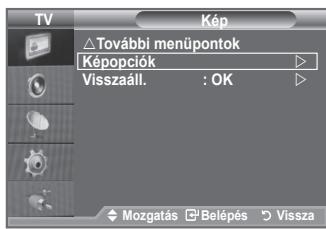 SAMSUNG LE32A553 - Visszatérhet a gyárí képbéallitási alapétrékekre. - 2