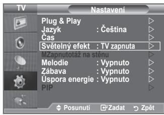 SAMSUNG LE32A553 - Nastavení funkce Světelný efekt (v závislosti na modelu) - 1