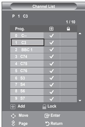 SAMSUNG LE32A553 - Using the Channel Manager, you can conveniently lock or add channels. - 3