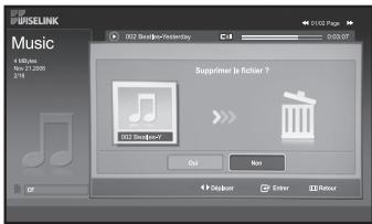 PDBEINK Music 100 pcs 100.2399 258 02 Bilibio-Verberday 02 Bilibio Supprimer le fichier ? 02 Bilibio Out Run Playbox Enter Reset