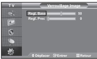 T V Verrouillage Image Regl. Base 50 Regl. Prec 0 Déplacer Entrer Retour