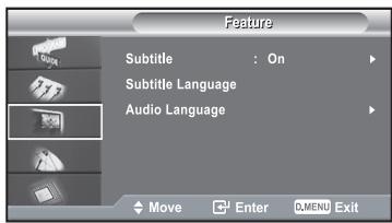 Feature Subtitle : On Subtitle Language Audio Language Move Enter DMEN Exit