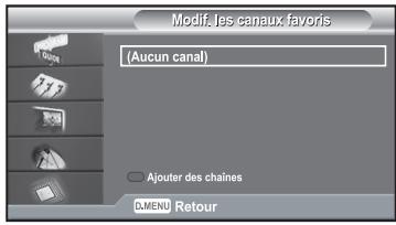Modif, les canaux favors (Aucun canal) Ajouter des chaînes LMENU Retour