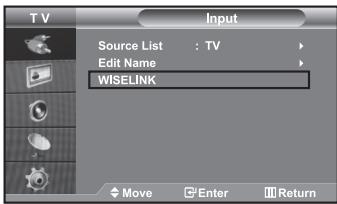 TV Input Source List : TV Edit Name WISELINK Move Enter Return