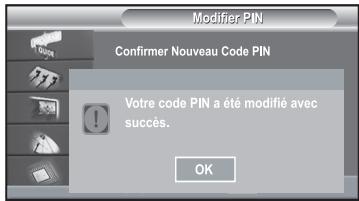 Modifier PIN Confirmer Nouveau Code PIN Votre code PIN a été modifié avec succès. OK