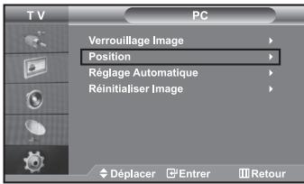 T V PC Verrouillage Image Position Réglage Automatique Réinitialiser Image Déplacer Entrer Retour