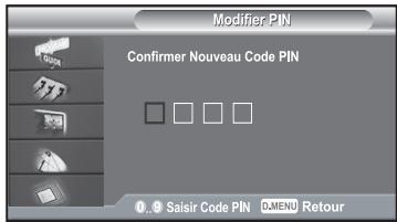 Modifier PIN Confirmer Nouveau Code PIN Saisir Code PIN OMENU Retour
