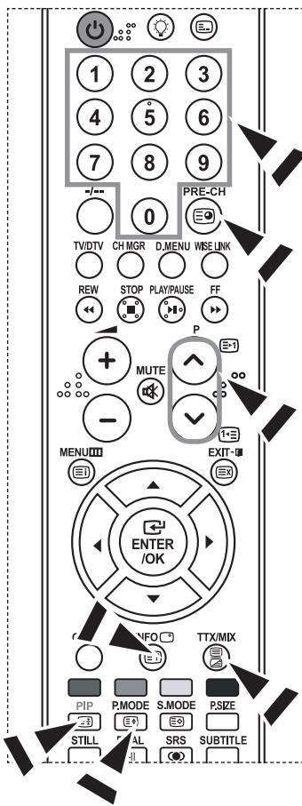 1 2 3 4 5 6 7 8 9 PRE-CH TV/DTV CH MGR D.MENU WBE LINK REW STOP PLAY/PAUSE FF P MUTE - MENU EXIT- ENTER/OK TTOX/MIX PIP P.MODE S.MODE P.SIZE STILL SMALL SRS SUBTITLE