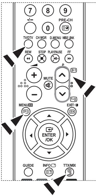 7 8 9 PRE-CH 0 TV/DTV CH MGR D MENU WSE LINK REW STOP PLAY/PAUSE FF MUTE P MENU EXIT- ENTER /OK GUIDE INFO TTX/MIX