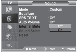 SAMSUNG LE32R86BD - Selecting the Internal Mute - 2