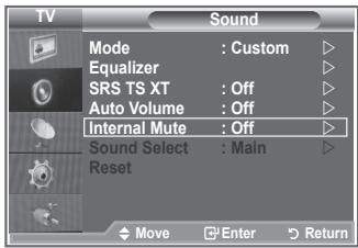 SAMSUNG LE32R86BD - Selecting the Internal Mute - 1