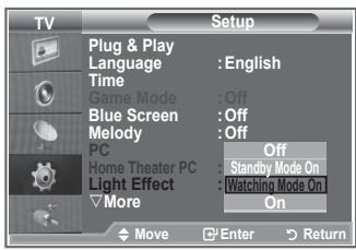 SAMSUNG LE32R86BD - Setting the Light Effect - 2
