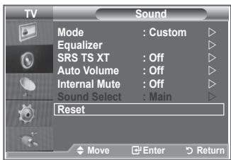 SAMSUNG LE32R86BD - Resetting the Sound Settings to the Factory Defaults - 1