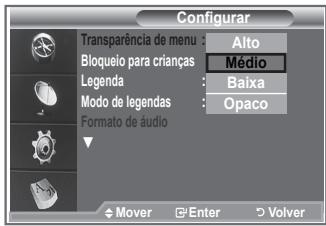 SAMSUNG LE32R86BD - Pode definir a transparência do menu. - 1