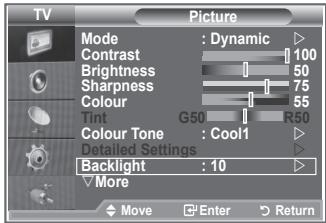 SAMSUNG LE32R86BD - Svetlost zaslona lahko prilagodite tako, da prilagodite osvetlitev LCD-zaslona. (0-10) - 1