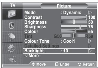 SAMSUNG LE32R89BD - Svetlost zaslona lahko prilagodite tako, da prilagodite osvetlitev LCD-zaslona. (0\~10) - 1