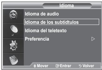 SAMSUNG LE32R89BD - Se pueden cambiar los valores predeterminados para los idiomas de los subtítulos, el audio y el teletexto. Muestra la información del idioma para el flujo de entrada. - 2