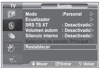 SAMSUNG LE32R89BD - Reajuste de los valores del sonido a los valores predefinidos de fábrica - 1