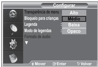 SAMSUNG LE32R89BD - Pode definir a transparência do menu. - 1