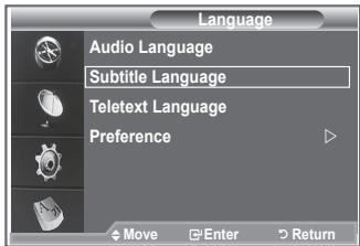 SAMSUNG LE32R89BD - Spremenite lahko privzete vrednosti za jezik podnapisov, avdia in teleteksta. - 2