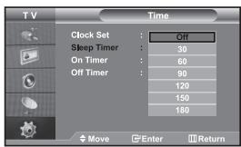 SAMSUNG LE32S67BD - Setting and Displaying the Current Time - 2