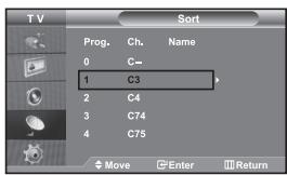 SAMSUNG LE32S67BD - Sorting the Stored Channels - 1