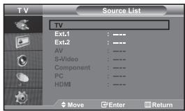 SAMSUNG LE32S67BD - Selecting the Source - 1