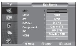 SAMSUNG LE32S67BD - Editing the Input Source Names - 1