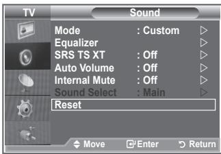 SAMSUNG LE32S86BD - Resetting the Sound Settings to the Factory Defaults - 1
