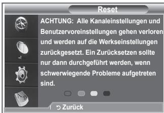 SAMSUNG LE32S86BD - Sie können alle gespeicherten Werte wieder auf die Ausgangswerte zurücksetzen. - 2