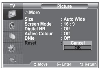 SAMSUNG LE32S86BD - Resetting the Picture Settings to the Factory Defaults - 2
