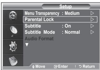 SAMSUNG LE32S86BD - Setting up the Parental Lock - 1