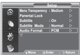SAMSUNG LE32S86BD - Selecting the Audio Format - 1