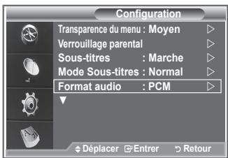 SAMSUNG LE32S86BD - Sélection du format sonore - 1