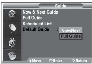 SAMSUNG LE32S86BD - Setting the Default Guide - 1