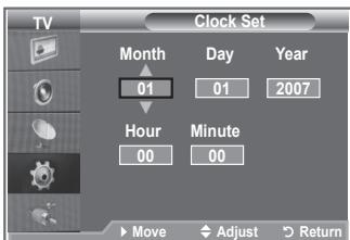 SAMSUNG LE32S86BD - Setting and Displaying the Current Time - 2
