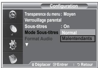 SAMSUNG LE32S86BD - Configuration du mode sous-titres - 1