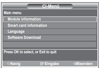 SAMSUNG LE32S86BD - Hiermit kann der Benutzer seine Auswahr in dem vom CAM-Modul bereitgestelltten Menu treffen. - 1