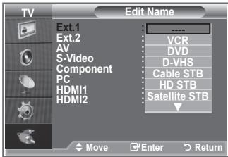 SAMSUNG LE32S86BD - Editing the Input Source Names - 2