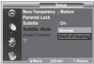 SAMSUNG LE32S86BD - Setting the Subtitle Mode - 1