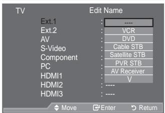 SAMSUNG LE37A557 - Editing the Input Source Names - 2