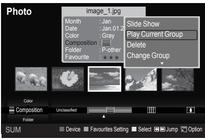 Photo image_1.jpg Month : Jan Date : Jan.01.2 Color : Gray Composition : Folder : P-other Favourite : ★★★★ Slide Show Play Current Group Delete Change Group Color Composition Unclassified Folder Device Favourites Setting Select □ Jump □ Option SUM