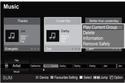 Music Thanks Jee Album 1 2005 Pop Energetic I Love You Darby Album 2 2005 Pop Better than yesterday Sad Play Current Group Delete Information Remove Safely Carm Title Artist Catherine Darby Darby Darby Darby Jee Jee Mood Device Favourites Setting Select Jump Option SUM