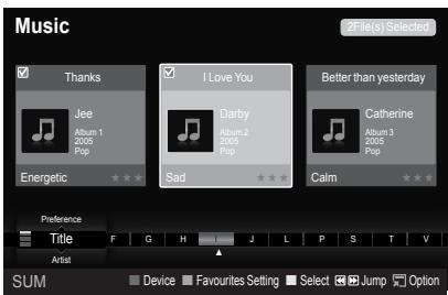Music 2File(s) Selected Thanks Jee Album 1 2005 Pop Energetic I Love You Darby Album 2 2005 Pop Better than yesterday Catherine Album 3 2005 Pop Sad Calm Preference Title F G H J L P S T V Artist Device Favourites Setting Select Jump Option SUM