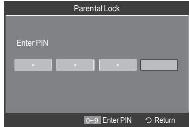 Parental Lock Enter PIN 0-9 Enter PIN Return