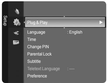 Plug & Play Language : English Time Change PIN Parental Lock Subtitle Teletext Language : ... Preference