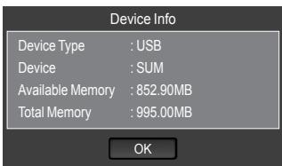 Device Info Device Type : USB Device : SUM Available Memory : 852.90MB Total Memory : 995.00MB OK